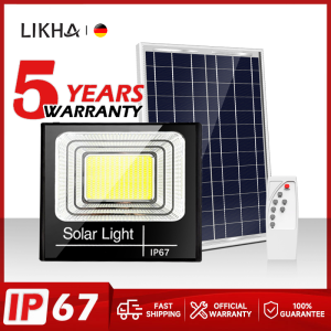 LIKHA Solar Light Outdoor Waterproof 3000W White Super Bright Solar Floodlight Dusk to Dawn Outdoor Solar Light with Remote Control and Motion Sensor
