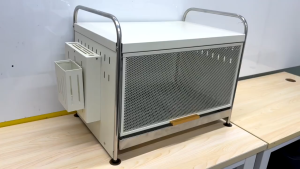 SJorage Stainless Steel Dish Cabinet With Flip Up Door Pull Out Dish Rack Kitchen Organizer Rust Resistant