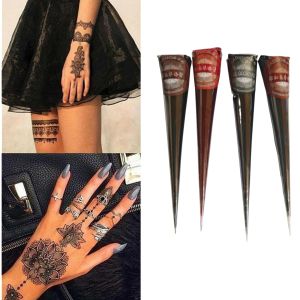Henna Tattoo Cream Indian Henna Dark Paste Temporary Cones For Tattoo Painting Color Sticker Special Body Art Paint