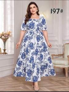 Nars #197 Womenswear Fashion Casual Blue Floral Dress free size
