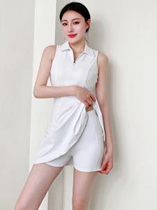 American Style Shoulder Digging Golf Back Flip Collar Sports Dress Quick Dry Tennis Outfit Golf Skirt with Two Bottoms Pocket