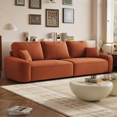 Creamy Style Velvet Sofa for Compact Spaces