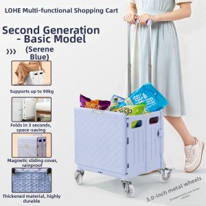 LOHE | Collapsible Shopping Cart with Push/Pull Handle and Seat
