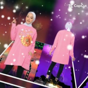 baju tunik model baru yang lagi trendy bahan baby terry spandeks katun sablon ruber foil tunik atau dress muslimah