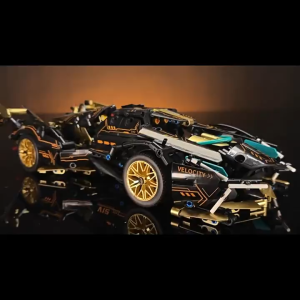 Black Lamborghini V12 Building Blocks Toys with Remote Control High Difficulty Car Toys Blocks Toys
