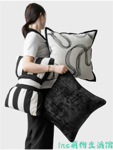 Hiện Đại Tối Giản Sang Trọng Màu Đen Series Kết Hợp Nghệ Thuật Dệt Kim Gối Có Cho Ghế Sofa Phòng Khách Phòng Mẫu Nhà Ở Gối Thắt Lưng