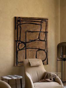 Hand-Painted Wabi-Sabi Style Coffee-Themed Wall Art Living Room Sofa Background Decorative Painting Texture Art for Entrance