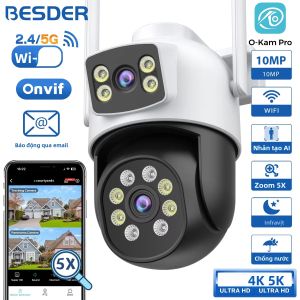 Camera IP BESDER 8MP 4K Hai Ống Kính Wifi Ngoài Trời Giám Sát CCTV Với Tính Năng Tự Động Theo Dõi Tầm Nhìn Ban Đêm Bảo Vệ An Ninh 5G Hz