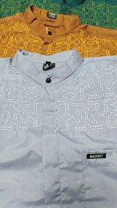 Kemeja Koko Bordir Motif Fatih Lengan Pendek Cowok Hem Muslim Bordir