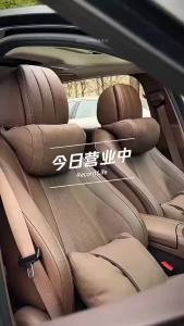 Luxury Nappa Leather Car Headrest & Lumbar Support Pillow Set – Fits Most Car Headrests Premium Auto Seat Accessories