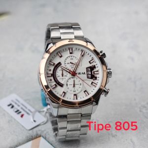 Jam tangan Pria Viral 805M tali rantai analog tanggal chrono aktif original