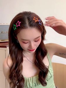 Candy Color Cute Star Small Hairpin Slides Snap Clips Women 2024 New Korean Y2K BB Hair Clip Headdress Hair Accessories