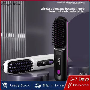 Hengfa Lina pemanasan seramik berus elektrik berus rambut tanpa wayar berus LED paparan suhu mudah alih Mini Travel Straightener Brush