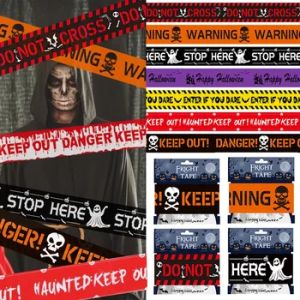 Halloween Warning Tape Signs Halloween Props Danger Warning Line Isolation Belt Sign Home Garden Halloween Decoration