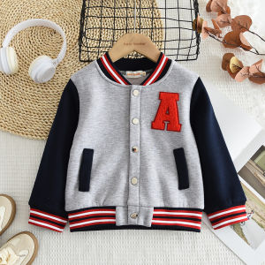 Bear Leader Kids Casual Clothes Spring and Autumn Long Sleeved Color Blocked Coat Letter A Patchwork Baseball Jacket for Boys and Girls Sport Outerwear