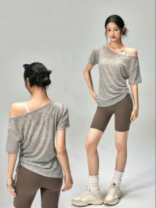 FITNESSGIRL | Loose Thin Off-Shoulder Yoga Top for Summer