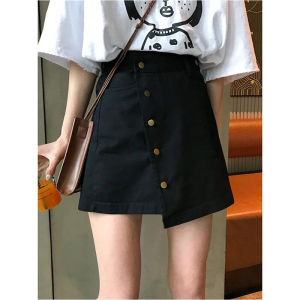 Spring New Stylish Versatile Age-reducing Black Irregular Hem Skirt
