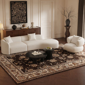 French Cream Style Fabric Sofa Living Room Small Apartment Beauty Salon Rest Area Reception Arc Shaped Accessible Luxury Chinese Ancient Style