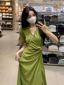 Plus Size Womens Clothing Plus Size Ladies Seaside Holiday Dress Womens Summer Split Tummy Hiding Fat Hiding Slimming Sheath Mid-Length Skirt