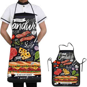 1pc Fashionable Super Hamburger Pattern Apron Waterproof For Kitchen & Household Tasks Size