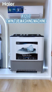 [TOP SELLER] Haier P1217 Series Soak Wash Twin Tub Washing Machine with Dryer (6kg 9kg 11kg)