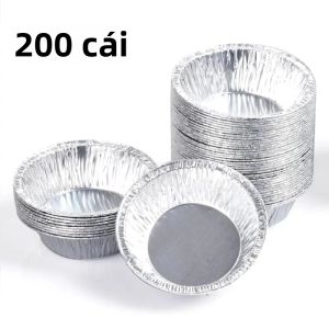 100/200 Chiếc Dùng Một Lần Giấy Nhôm Trứng Tart Khuôn Mini Bánh Chảo Hình Tròn Cốc Nướng Bánh Cho Quiche Bánh Món Tráng Miệng Nhà Bếp Làm Bánh Dụng Cụ