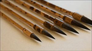 จีน6ชิ้นการประดิษฐ์ตัวอักษรแปรงทาสีปากกาชุดผู้ถือไม้ไผ่กล่องของขวัญหนูเคราจิตรกรรมแปรงสำหรับ Gouache ล้างอุปกรณ์ศิลปะ