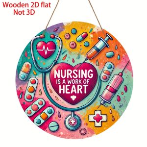 Summer Heart-Shaped round 2D Wooden Art Disc - Decorative Logo Board Childrens Vaccination Hospital Entrance Sign Gift