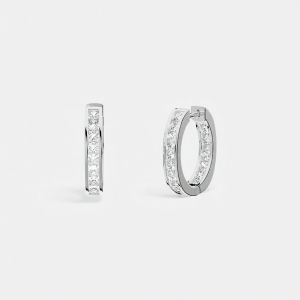 White Pave Circular Earrings
