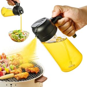 16oz/470ml Olive Oil Sprayer for Cooking - 2 in 1 Glass Olive Oil Dispenser for Kitchen Gadgets Air Fryer Salad and BBQ