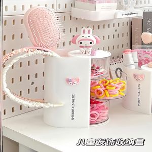 Hộp Đựng Đồ Trang Trí Tóc Trẻ Em Nhiều Lớp Có Thể Xoay Trong Suốt Chống Bụi Kẹp Tóc Kẹp Tóc Dây Thun Dây Thun Kẹp Tóc