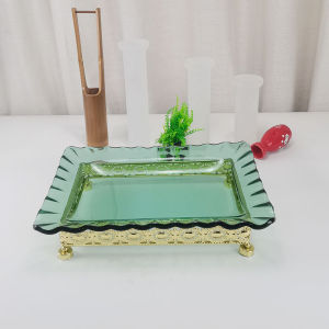 Tempered Glass Rectangular Hotel Buffet Fruit Tray Display Plate Self-Service Restaurant Utensils Cold Dish Display