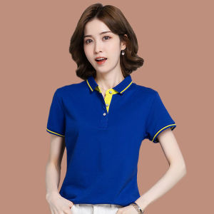 Womens Lapel Ice Silk Pure Cotton Short-Sleeved T-Shirt Top Loose Plus Size Mens Customed Working Suit Polo Shirt Summer Printing