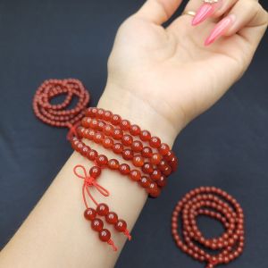 Q445 Chuỗi 4v 108 Hạt Ngọc Agate Đỏ 6li 7A Mẫu Mới Thắt Dây Cát Tường Hỏa và Thổ - Phong Thuỷ TUDO P