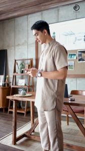 Fobdg Baju Koko Setelan Yusuf Pria Dewasa Kemko Set Lengan Pendek Motif Polos