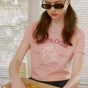 Sweet Style Short Sleeve T-Shirt Womens Summer Short Fit New Japanese College Style Small Size BM Style Shoulder Top for Nap