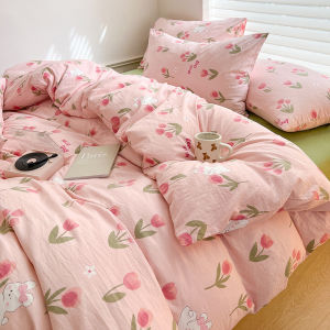 Water Washed Cotton Double Layer Bedding Set Four Piece