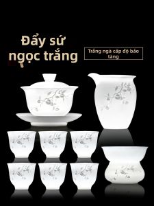 SHANGYANFANG | Bộ Ấm Chè Kung Fu Gốm Sứ Ngọc Mỡ Cừu