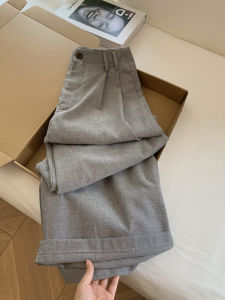 Light Grey High Waist Loose Wide Leg Casual Pants Womens Loose Lazy Style Slimming Long Straight Tube Trousers