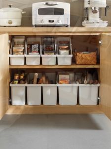 Kitchen Cabinets Pulley Push-pull Organizer Plastic Box Drawer Roller with Wheels