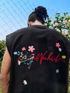 nuthink | Large Size American Retro Floral Embroidery Tank Top