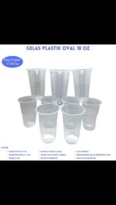 Gelas Cup 18 Oz Gelas Plastik Oval (Isi 50 Pcs-W.GO18)