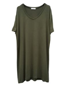 Modal Cổ Chữ V Áo Thun Ngắn Tay Midi Đầm Nữ Rộng Rãi Áo Thun Vừa Vặn Thoải Mái Thân Thiện Với Da Áo Sơ Mi Lớp Nền Drapey Phong Cách Đường Phố