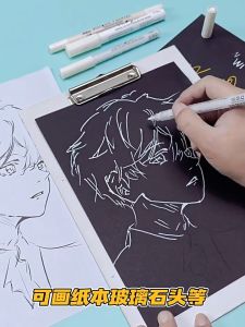 Ohayo ปากกาเพ้นท์ ปากกามาร์กเกอร์ หมึกสีขาว ปากกาเขียนรองเท้า แห้งเร็ว หัวคู่อ่อนและแข็ง วาดหิน/กระจก กันน้ำและไม่ซีดจาง