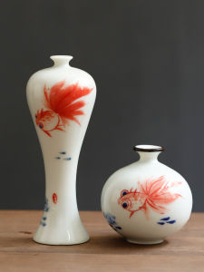 Đĩa Hoa Sứ Vẽ Tay Cá Vàng Mini Trang Trí Nhà Phong Cách Trung Hoa Mới Dụng Cụ Pha Chế Nước Bình Hoa Khô Trang Trí Phòng Khách