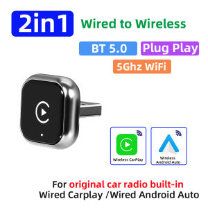 Grandnavi | Orange 2IN1 Wireless Carplay Android Auto Adapter Smart Dongle For Volvo Benz Mg Kia Chery VW Honda Benz MG Haval Fiat