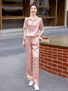 Casual Sport Ice Silk Set Womens 2025 Summer New Fashion New Chinese Style Button Elegant Youthful Two Piece Set