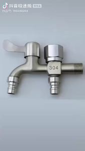 Stainless Steel Faucet Double Outlet Dual Control Water Tap One in Two Out Faucet 1/2" Bidet Faucets Bathroom Accessories