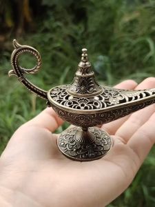 Elegant Arabian Genie Lamp Metal Incense Burner - Fragrance-Free Antique Candle Holder with Intricate Design for Christmas Valentines Day & Holiday Gifts Incense Holder