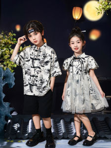 New Chinese Style Childrens Performance Outfit Six-One Childrens Show Suit Trendy Male Female Toddler Tang Costume Set